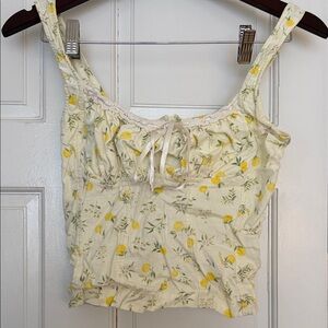 Urban Outfitters Lemon Print Camisole - Cream and Yellow
